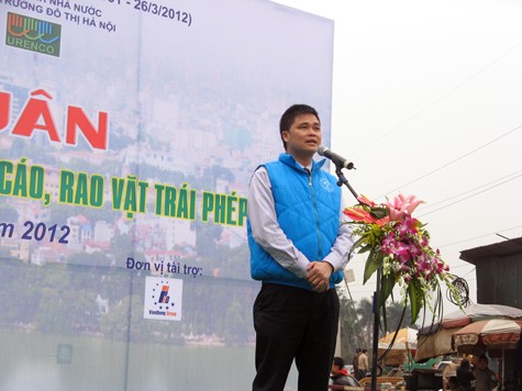 Đồng chí Ngọ Duy Hiểu Chủ tịch hội sinh viên thành phố Hà Nội phát động Lễ ra quân